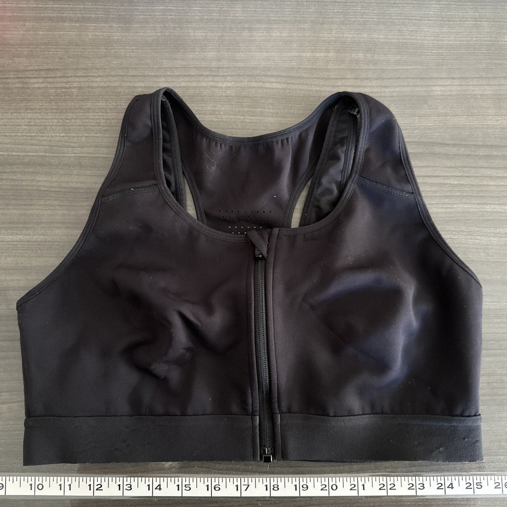 FABLETICS On The Go Front Zip Medium Impact Sports Bra - Black - No size tag‎